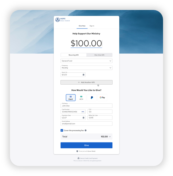 Express Giving Form Template